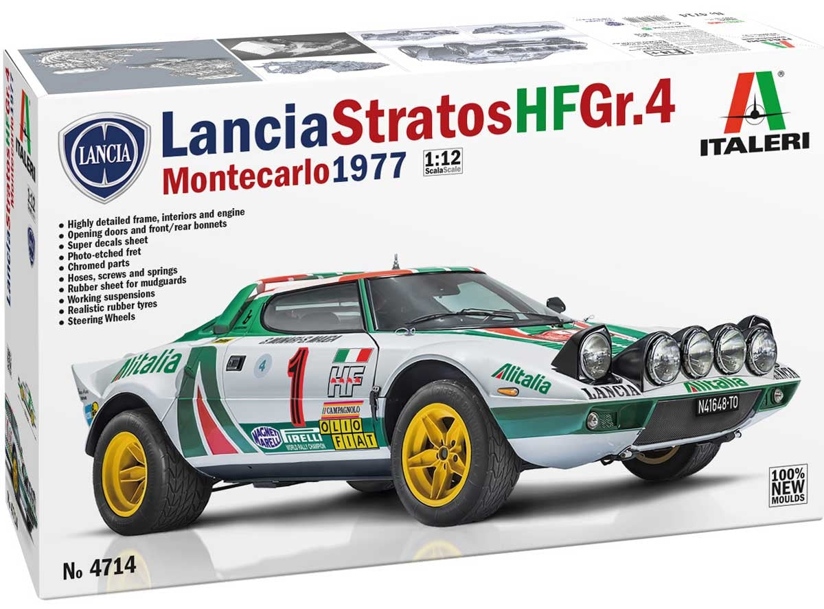 Italeri 4714 1:12 Lancia Stratos HF Gr.4 Monte Carlo Rally 1977 Model Kit