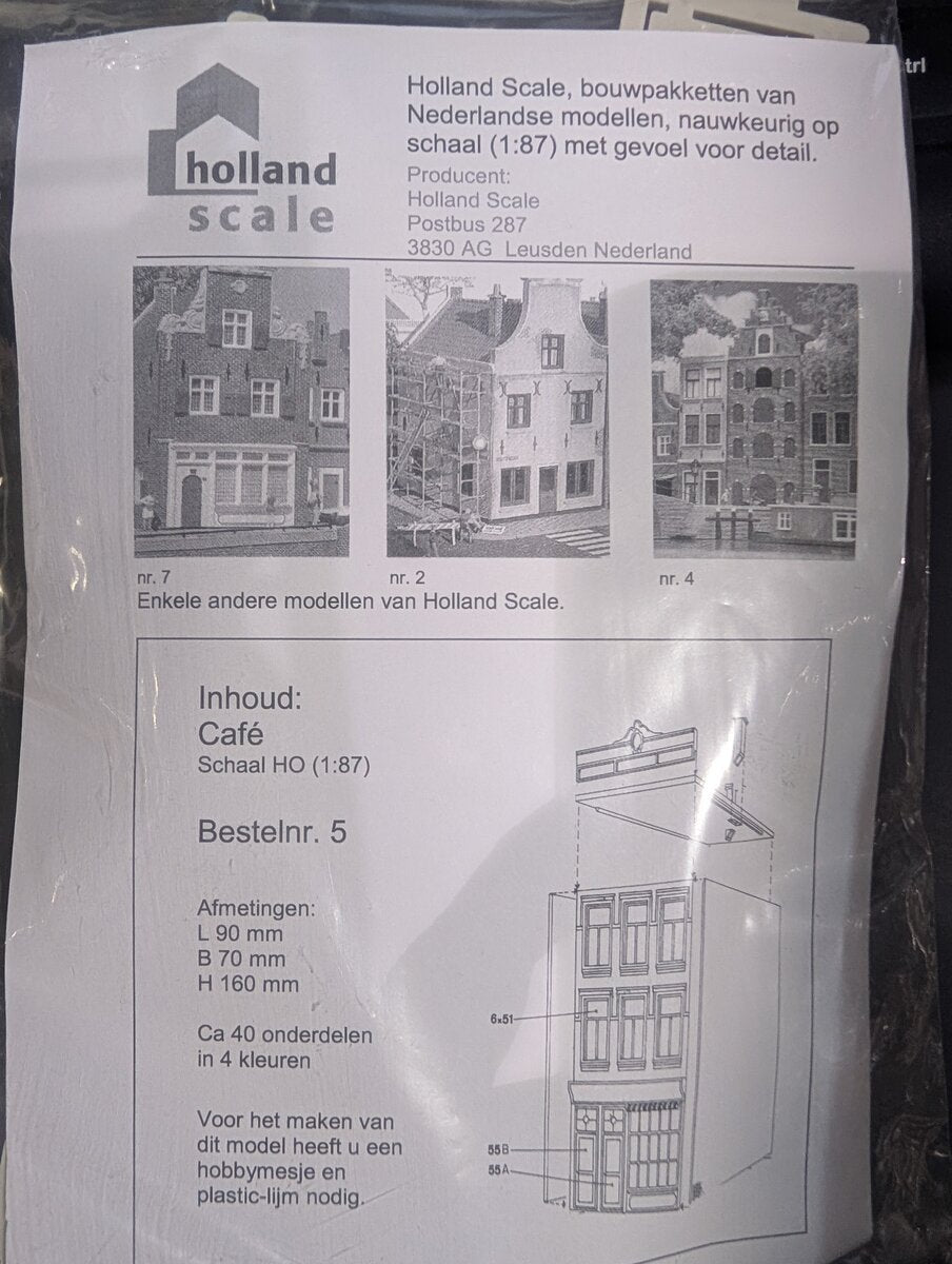 Holland Scale 5 HO Inhoud Cafe' Building Kit