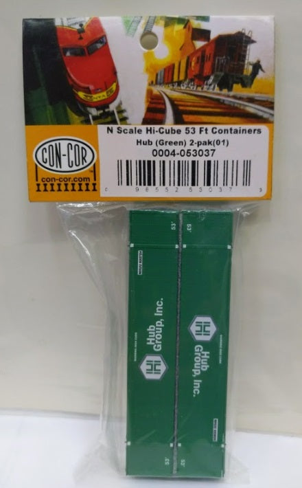 Con-Cor 0004-053037 N Green Hub Group Hi-Cube 53 Ft. Container (Pack of 2)