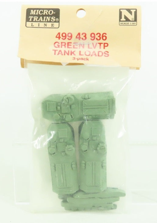 Micro-Trains 49943936 N Scale Green LVTP Tank Loads (Pack of 3)