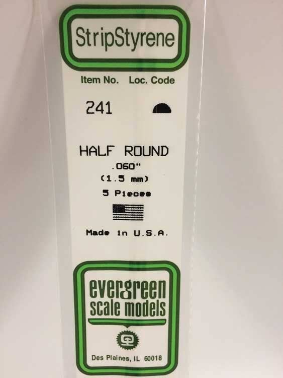 Evergreen Scale Models 6241 .060" Half Round Styrene (Pack of 100)