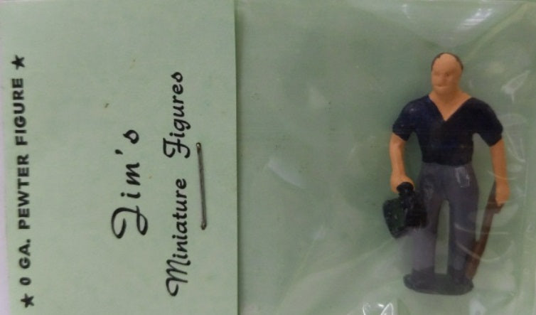 Jim's 0109 O Scale Man Holding Tools Painted Pewter