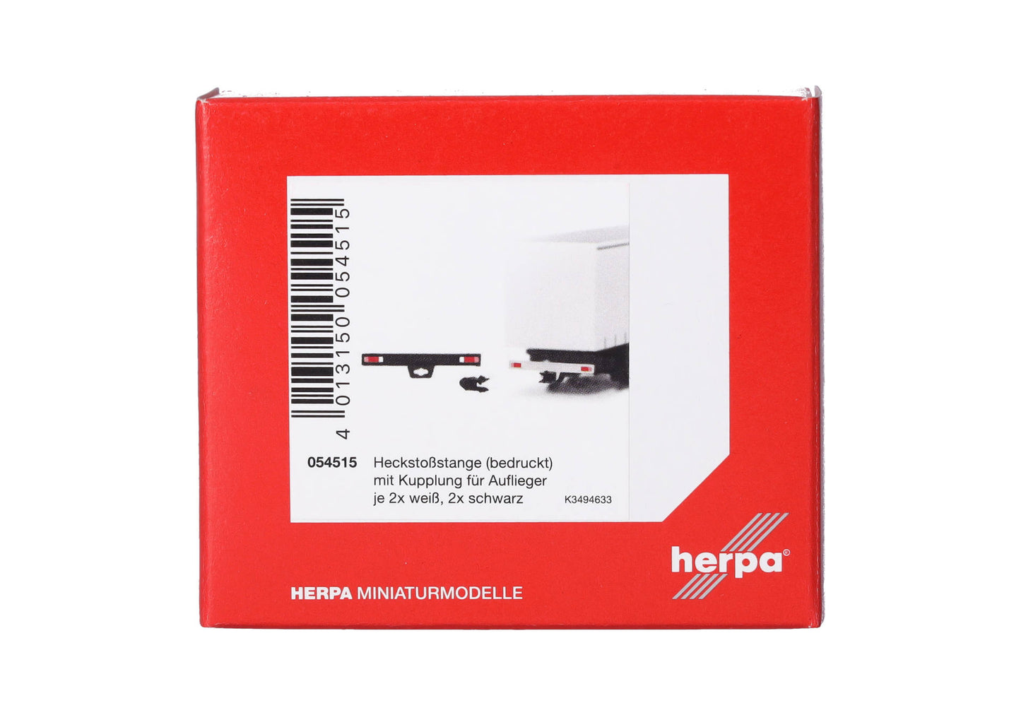 Herpa 054515 1:87 Trucks w/ Coupling White & Black Decorated Rear Bumper (2)