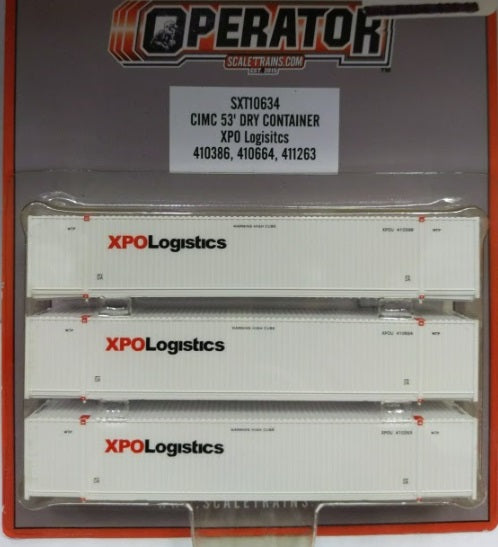 Scale Trains SXT10634 N Scale XPO Logistics CIMC 53' Dry Container (Set of 3)