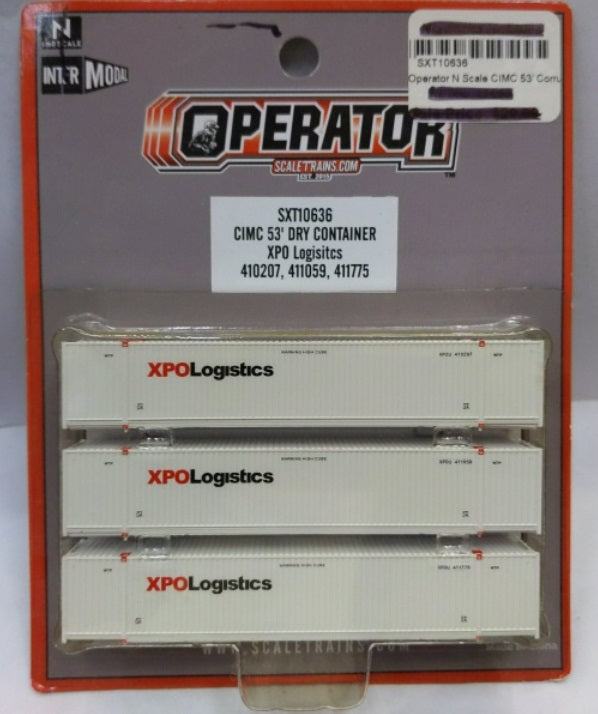 Scale Trains 10636 N Scale XPO Logistics CIMC 53' Dry Container (Set of 3)