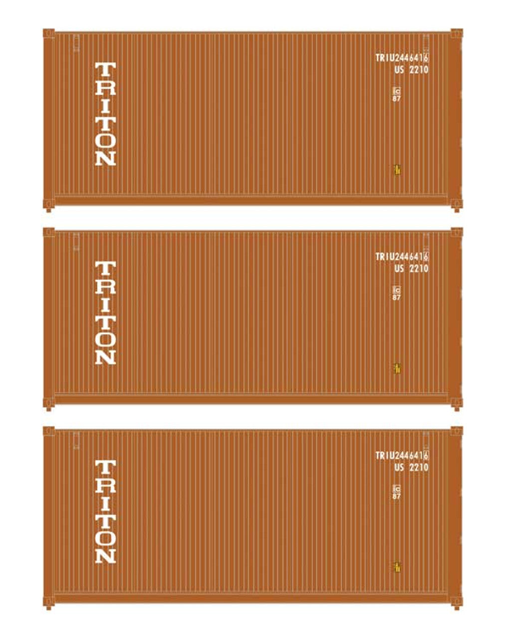 Walthers 949-18055 HO Triton 20' Fully Corrugated Container (Set of 3)