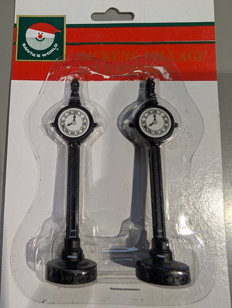 Santa's World 2874 Dickens Village Accessories Set of 2 Antique Clock Towers