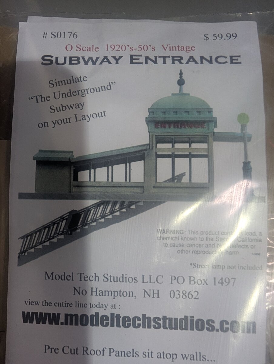 Model Tech Studios S0176 O Scale 1920's-50's Vintage Subway Entrance Model Kit