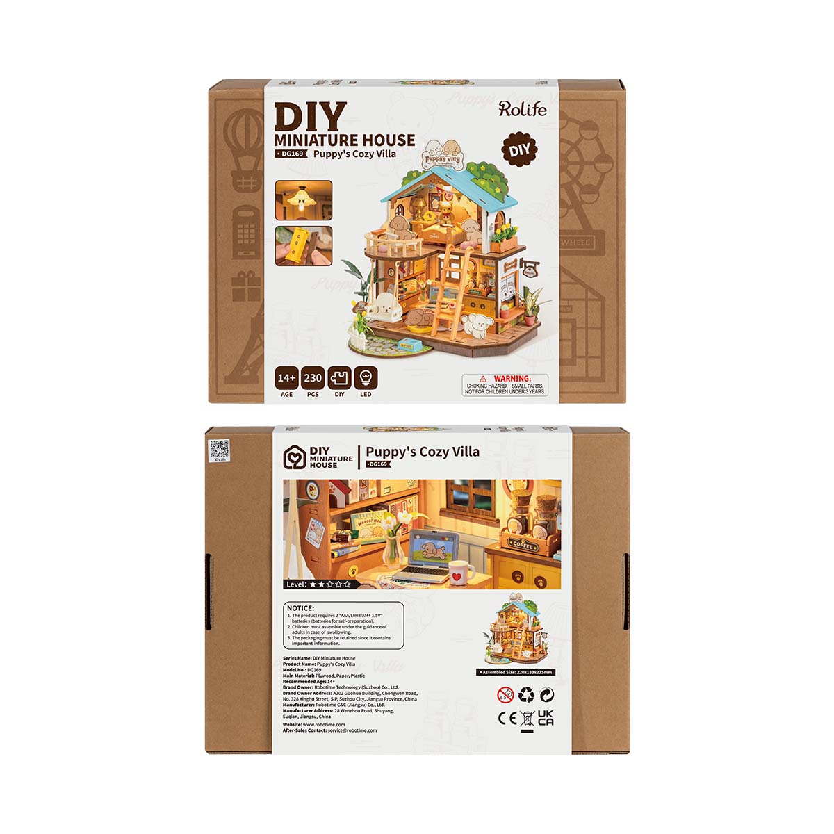Robotime DG169 Rolife Puppy's Cozy Villa DIY Miniature House