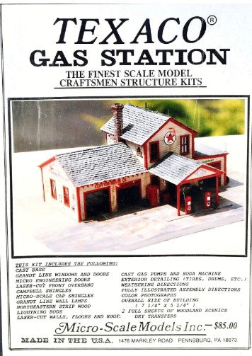 Micro-Scale Models 379 HO Texaco Gas Station Craftsmen Structure Building Kit