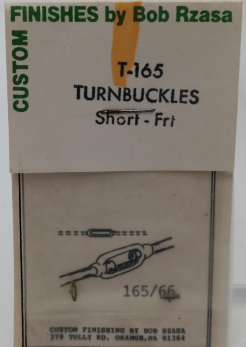 Custom Finishing T-165 HO Scale Short Front Turnbuckles (Pack of 2)