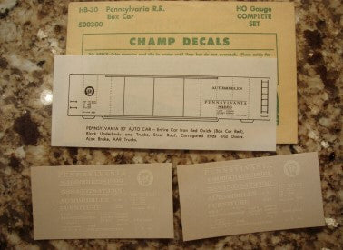 Champ Decals HB-30 HO Pennsylvania RR Box Car Old Style 50' Decal Set