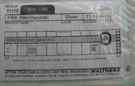 Walthers 77110 HO PRR Merchandise Box Car Silver/Red/White Decal Set