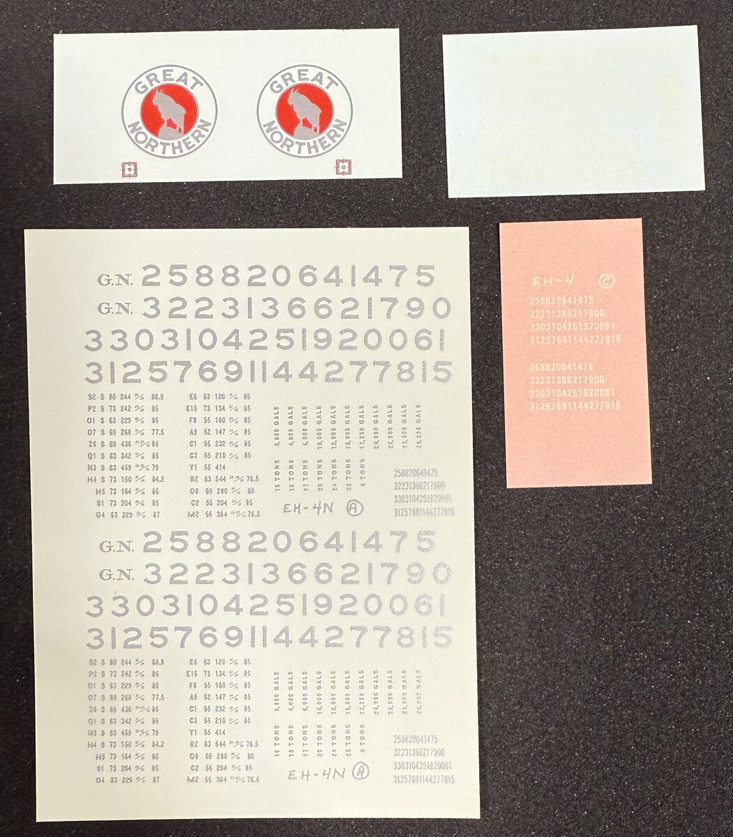 Champ Decals EH-4BN HO Great Northern Steam Locomotive Side Facing Decal Set