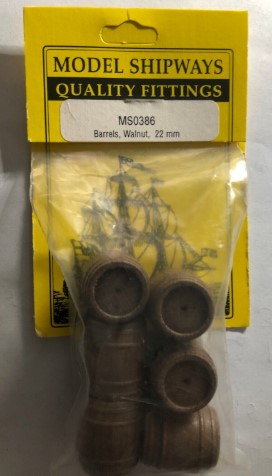 Model Shipways MS0386 HO Barrel Walnut 22mm (Pack of 6)