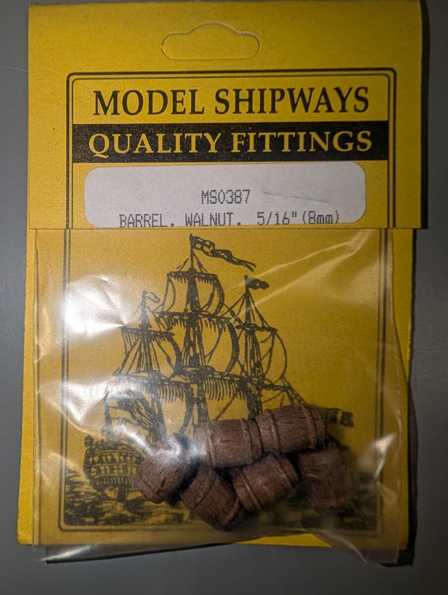 Model Shipways MS0387 HO Barrel Walnut 5/16" (8mm) (Pack of 6)