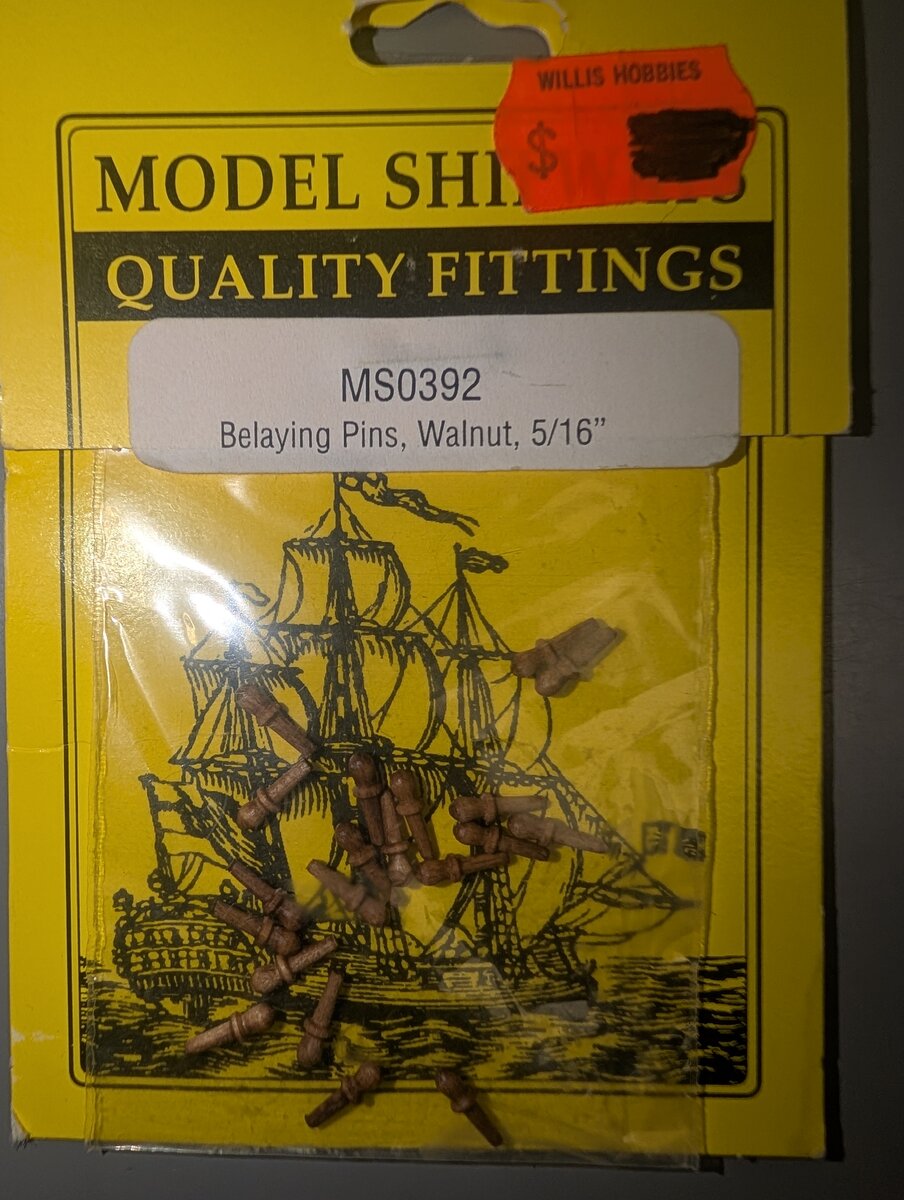 Model Shipways MS0392 HO Belaying Pins Walnut 5/16" (Pack of 20)