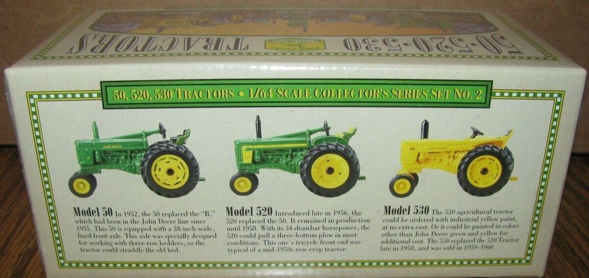 Ertl 5850 1:64 John Deere Tractor Models 50 - 520 - 530 Die-Cast Metal Replica