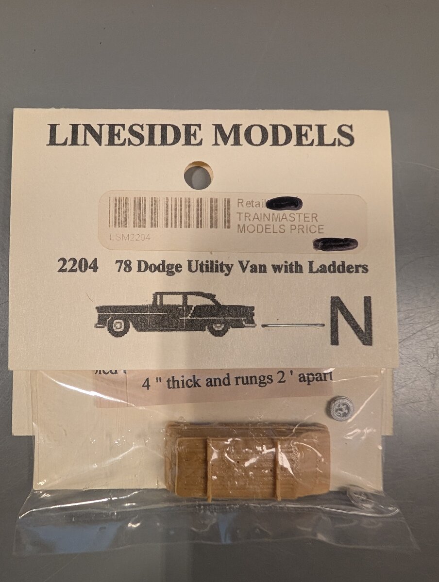 Lineside Models 2204 N Scale Undecorated 1978 Dodge Utility Van w/Ladders