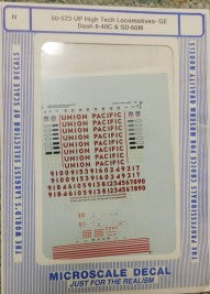 Microscale 60-523 N Scale UP High Tech Locomotives GE Dash 8-40C & SD-60M Decals