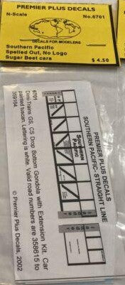 Premier Plus Decals 6701 N Scale Southern Pacific No Logo Decal Set