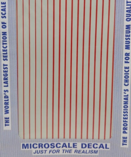 Microscale 87-110-5 Stripes For Union Pacific Diesels 3" & 4 3/4" Wide-Red Decal