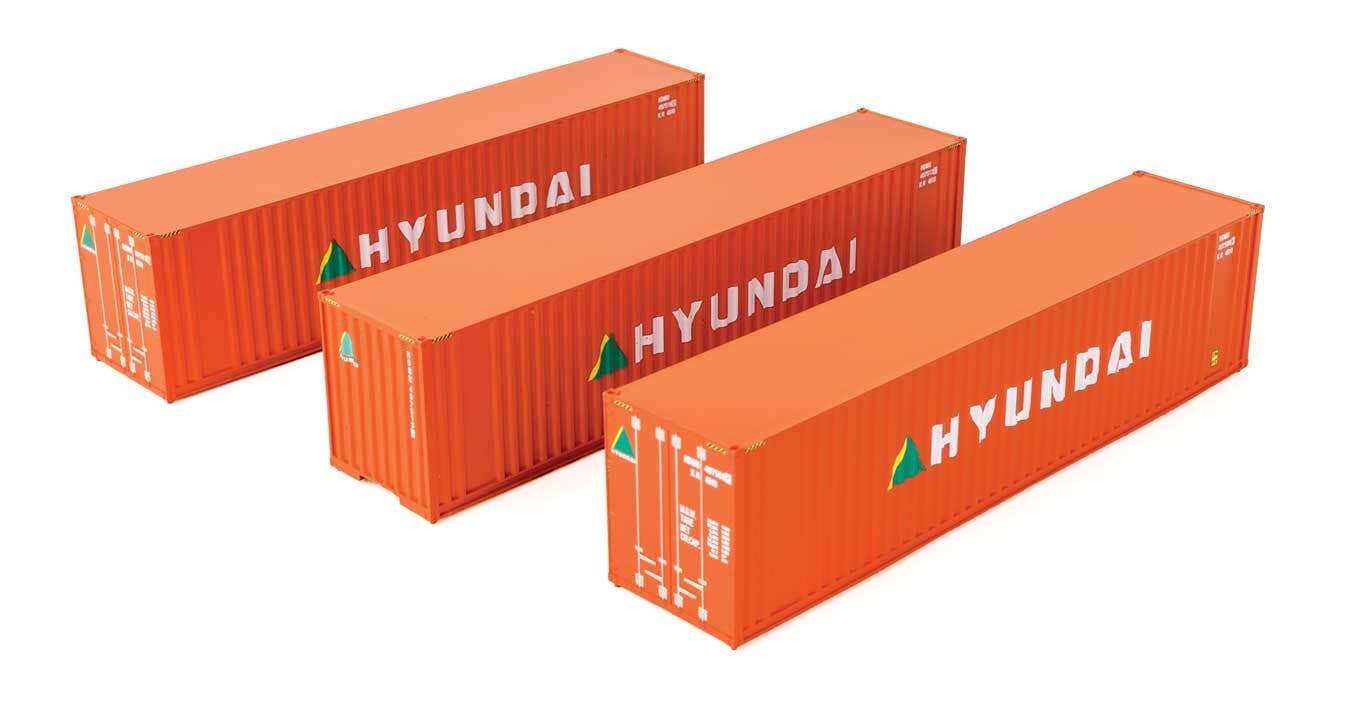 Walthers 949-18203 HO Hyundai 40' Flat Panel Container (Pack of 3)