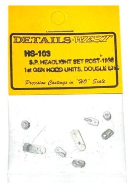 Details West HS-103 HO Scale S.P. Headlight Set, Post 1958 1st Gen Hood Units