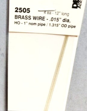 Detail Associates 2505 HO Scale Brass Wire 12" Long 015" Diameter (Pack of 4)
