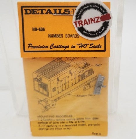 Details West NB-136 HO Scale Number Boards (Pack of 2)