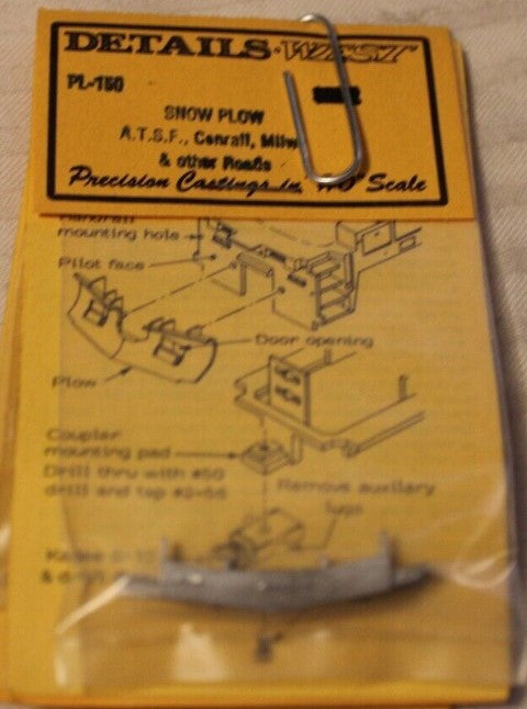 Details West PL-150 HO Scale Snow Plow ATSF, Conrail, Milw. & Other