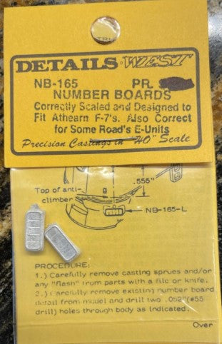 Details West NB-165 HO Scale Number Boards