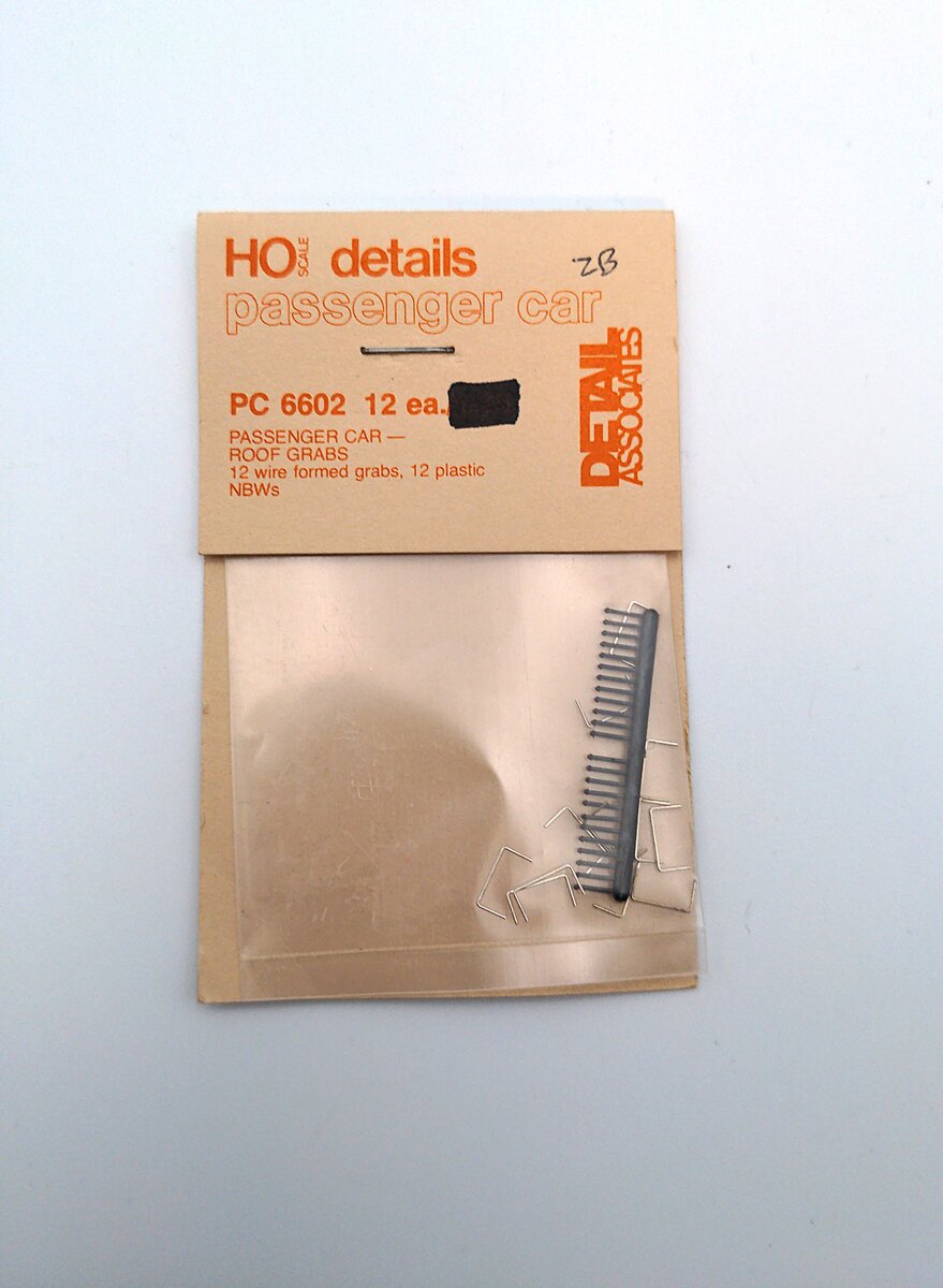 Detail Associates PC6602 HO Scale Passenger Car Roof Grabs (Pack of 12)