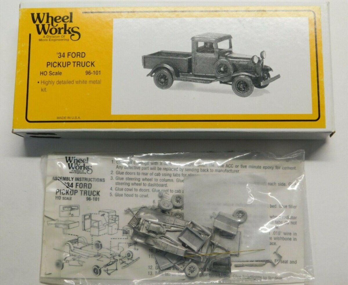 Wheel Works 96-101 HO Scale '34 Ford Pickup Truck Vehicle Kit