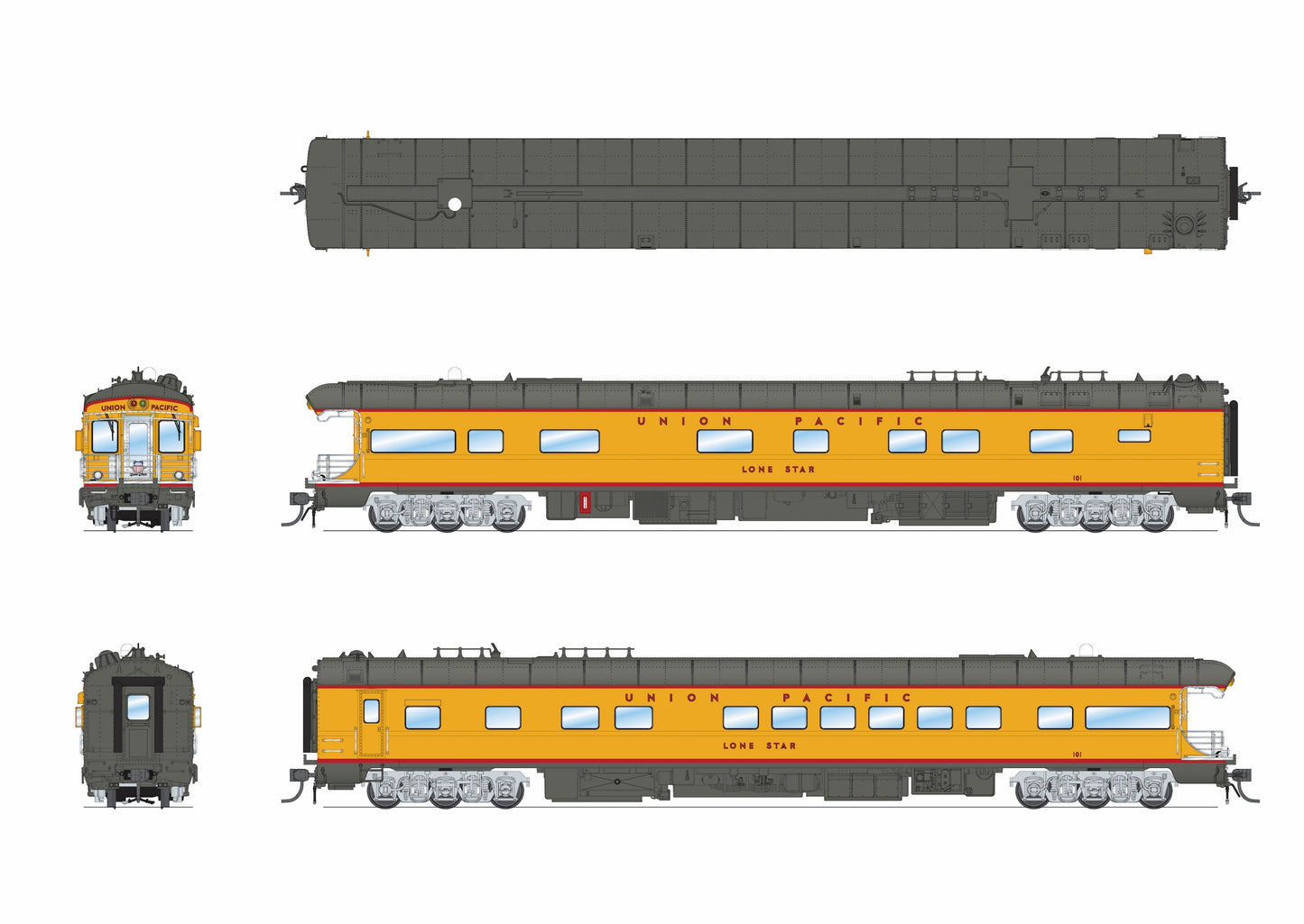 Broadway Limited 9590 HO UP Union Pacific Business Car w/ UP Shield on Rear #101