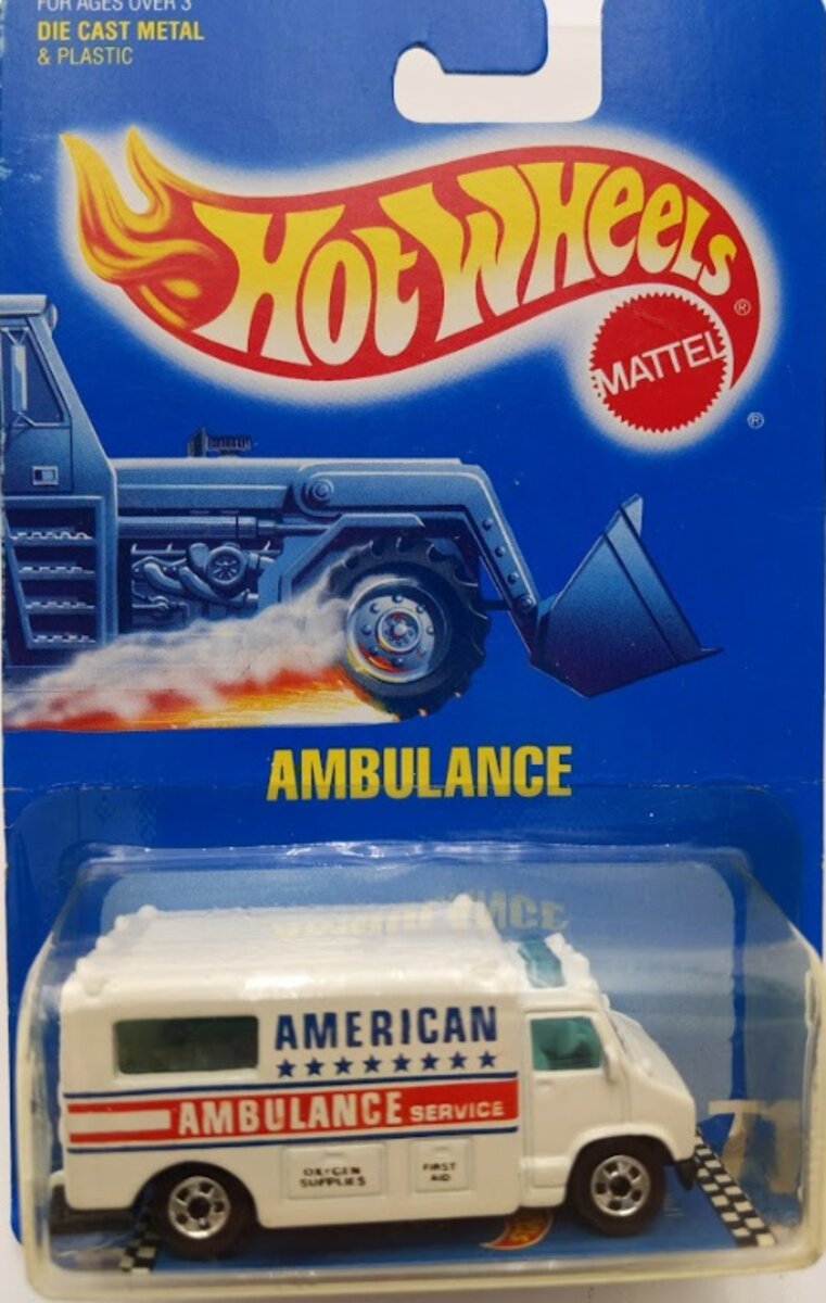 Hot Wheels 1792 Workhorses White Ambulance # 71 Die Cast Metal & Plastic