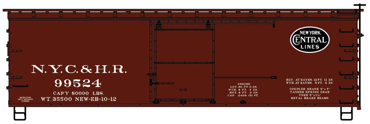 Accurail 1317 HO New York Central & Hudson River 36' Wood Boxcar