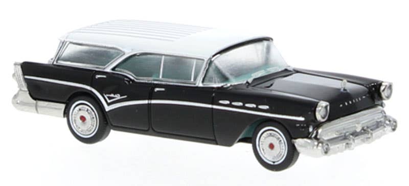 Brekina Automodelle 18177 HO Black/White 1957 Buick Century Caballero Wagon