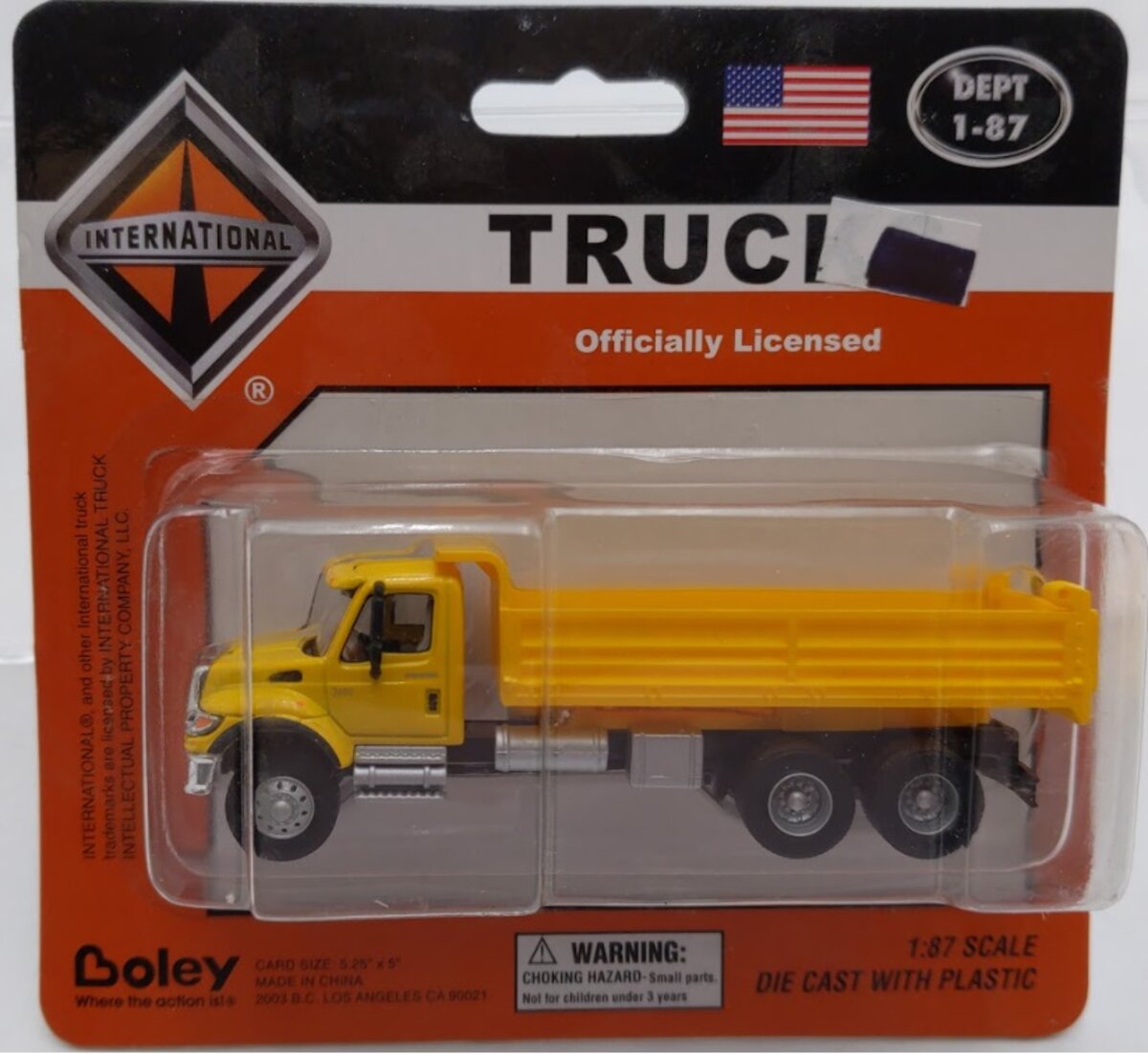 Boley 4505-88 HO Dept 1-87 Yellow International Long Bed Dump Truck Diecast