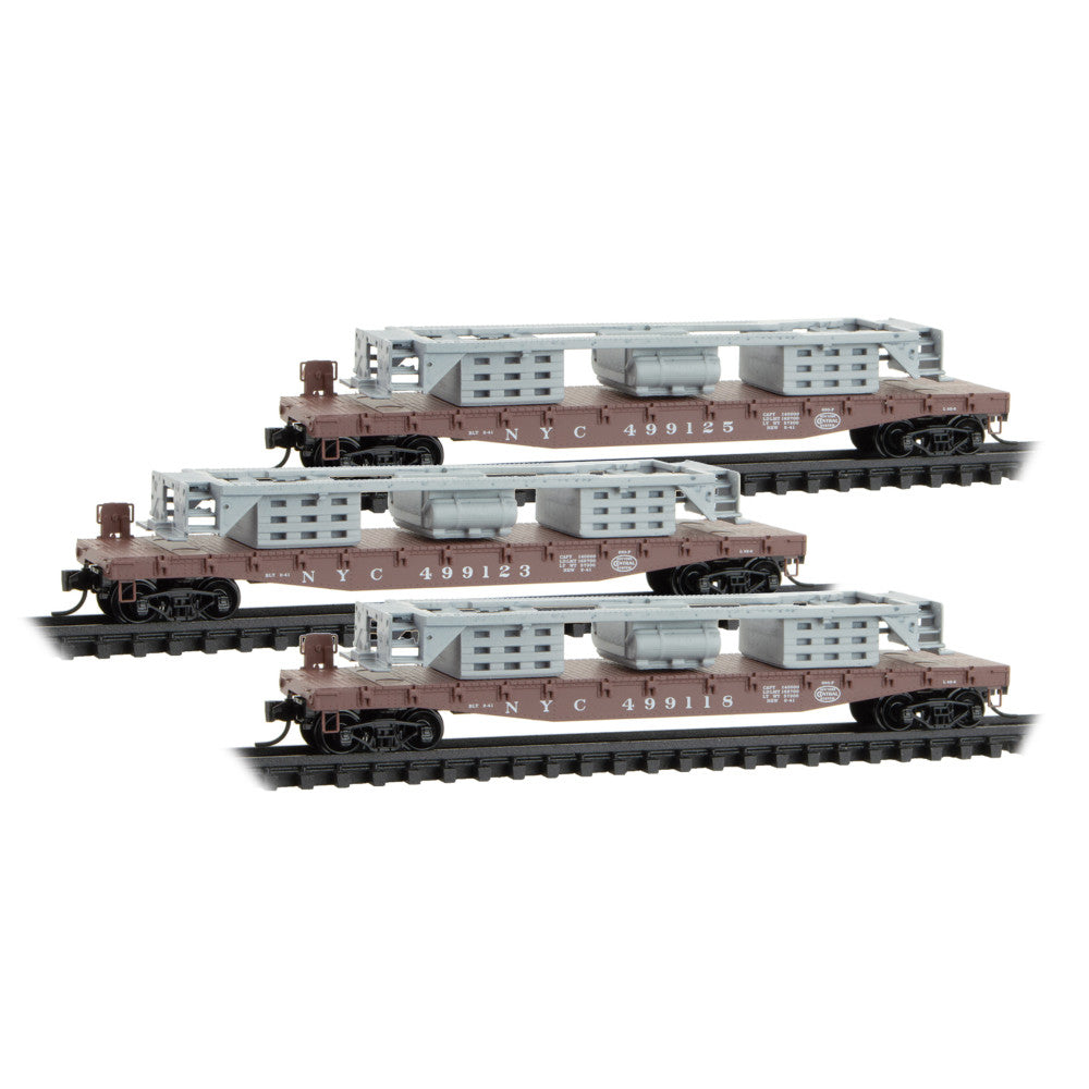 Micro-Trains 98302267 N New York Central 50' Flat Car with SW9 Load (Pack of 3)