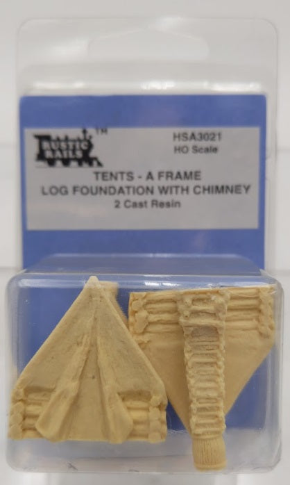 Rustic Rails HSA3021 Tents a Frame Log Foundation W/Chimney Cast Resin