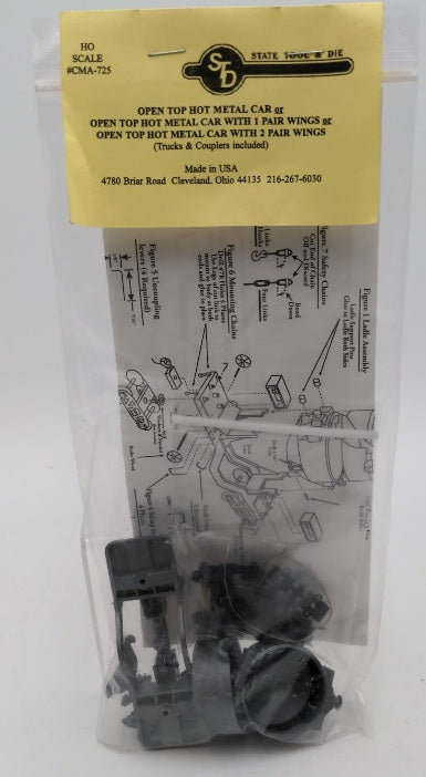 State Tool & Die CMA-725 HO Scale Open Top Hot Metal Car w/Trucks & Couplers
