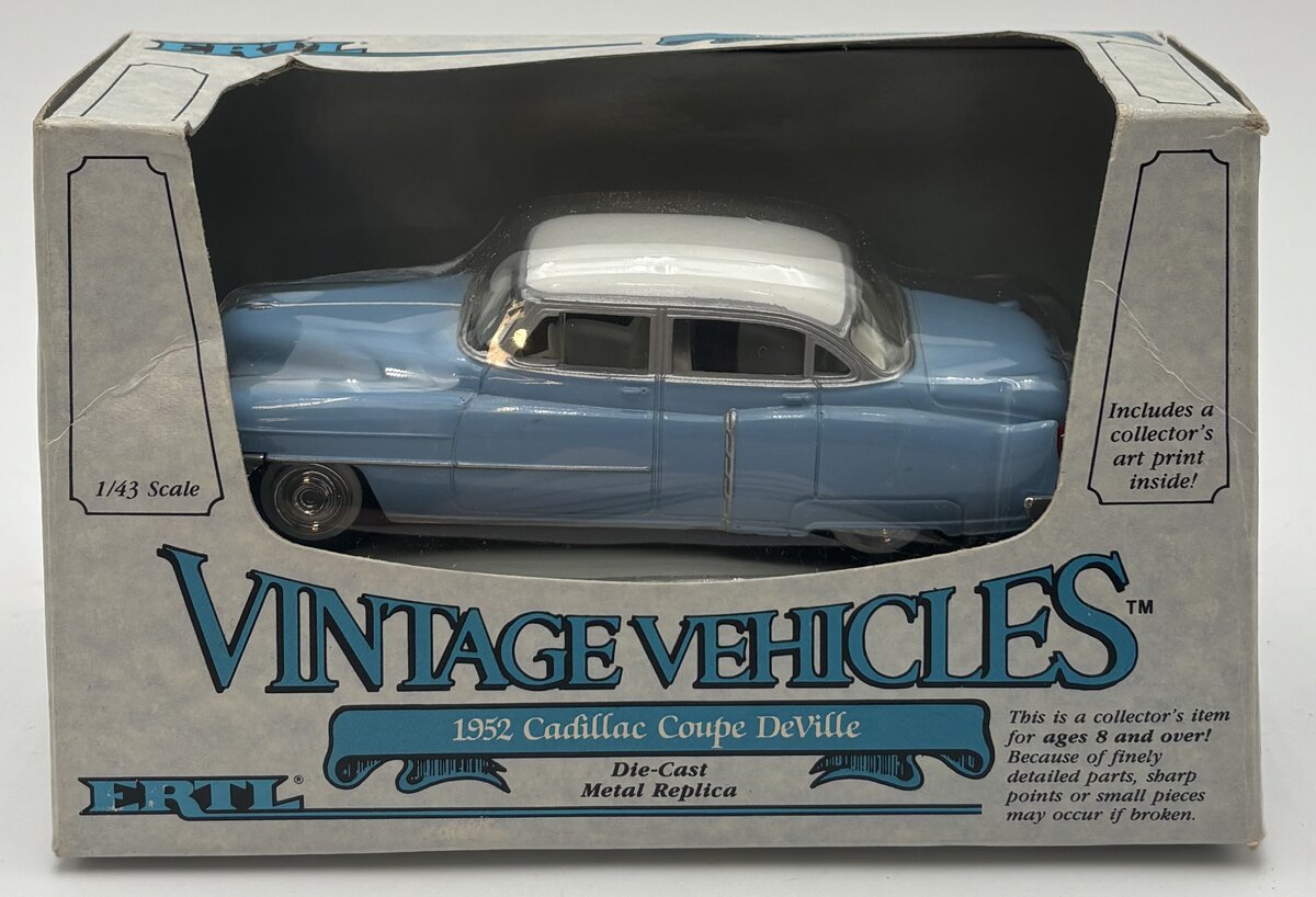 Ertl 2541 1:43 Die Cast Baby Blue & White '52 Cadillac Coupe Classic Vehicle