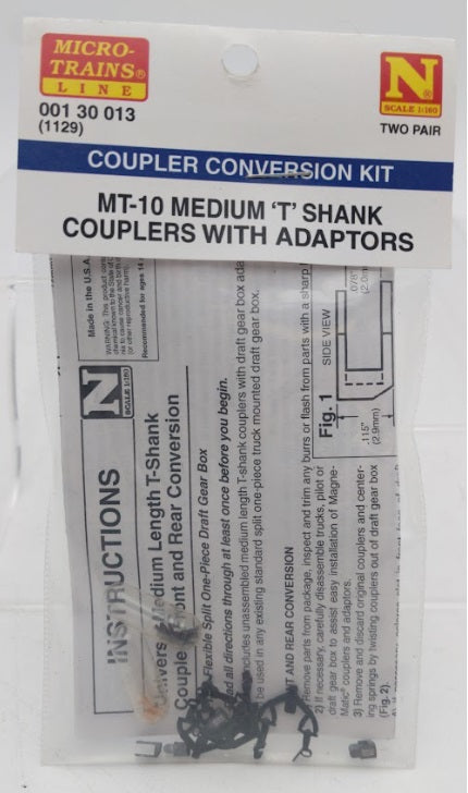 Micro-Trains 00130013 MT-10 Medium 'T' Shank Couplers with Adaptors Kit Two Pair