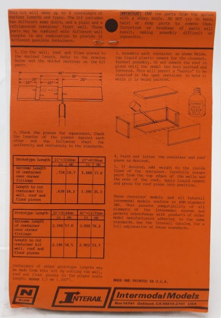 Interail 59451.0 N Scale Container Plastic Kit