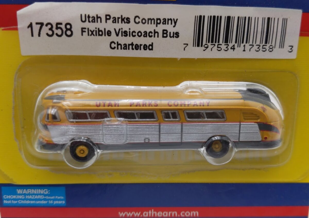 Athearn 17358 N Scale Mini #17358 Utah Parks Co Flexible Visicoach Bus Chartered