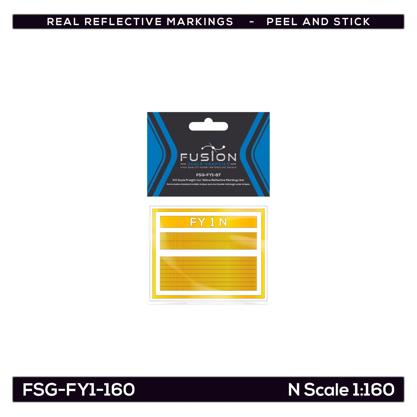 Fusion Scale Graphics FSG260001 N Freight Car Yellow Reflective Markings Set