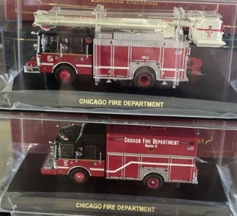 Code 3 Collectibles 12642 1:64 Diecast Chicago Fire Squad 5 & Snorkel 5A Set