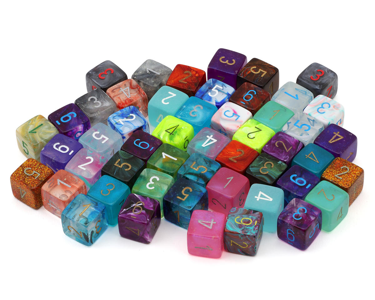 Chessex 29206 Assorted Loose Signature Polyhedral D6 Dice (Set of 50)