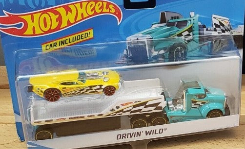 Hot Wheels BDW60-D912 1:64 Diecast Teal/White/Yellow Drivin' Wild w/Car